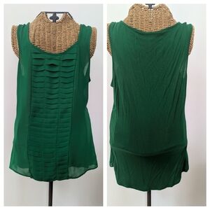 Worthington Kelly Green Pleated Tank Top M